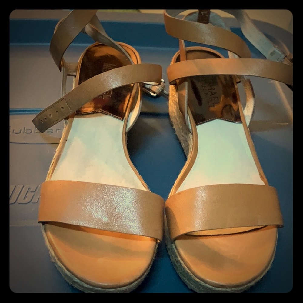 Michael Kors Tan Leather Espadrilles, Size 6